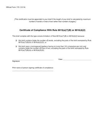 US Courts Form B 17C