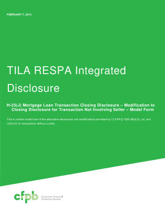 CFPB Mortgage Form 201403 CFPB CLOSING DISCLOSURE COVER H25HJ
