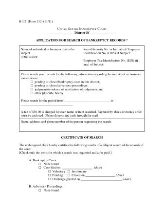 US Courts Form B 132