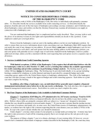 US Courts Form B 201A