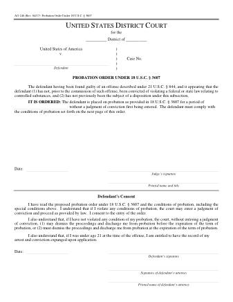 US Courts Form AO246