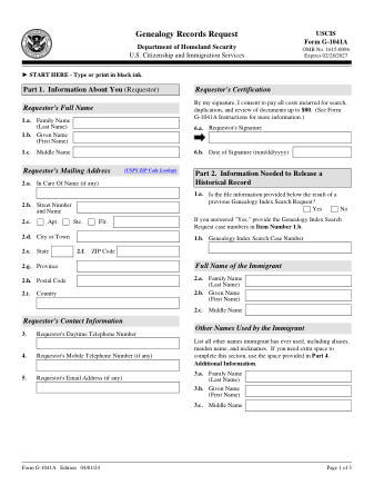 USCIS Form G-1041A