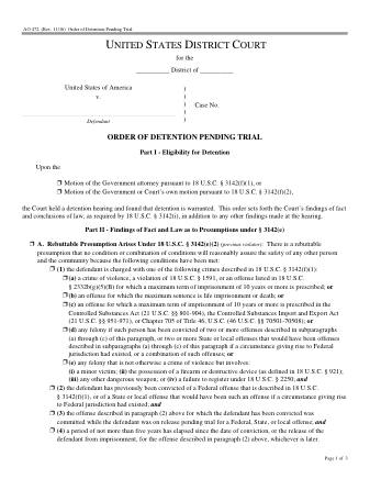 US Courts Form AO472