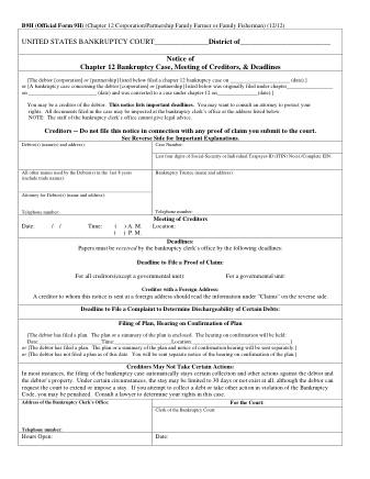 US Courts Form B 009H