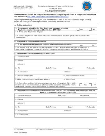 DOL Form 9089FORM
