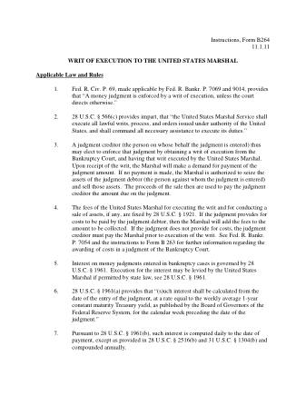 US Courts Form B 264 I