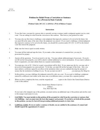 US Courts Form AO241 0