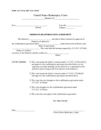 US Courts Form B240C ALT 0410