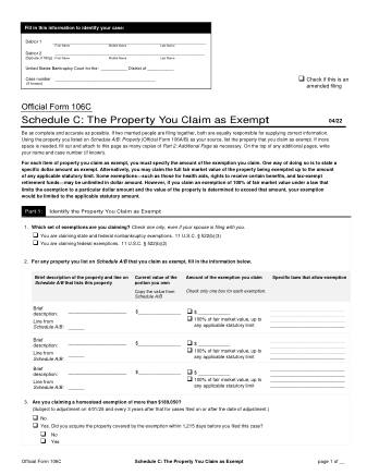 US Courts Form B 106C 0422