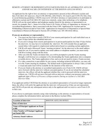 USCIS Form BOSTON-ATTORNEY-REPRESENTATIVE-REMOTE-INTERVIEW-PARTICIPATION-OPT-IN-FORM01112022