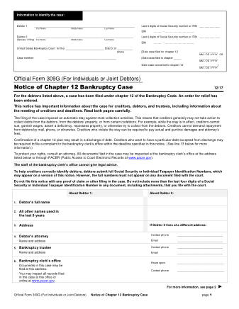 US Courts Form B 309G 1217 0