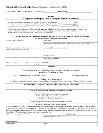 US Courts Form B 009E ALT