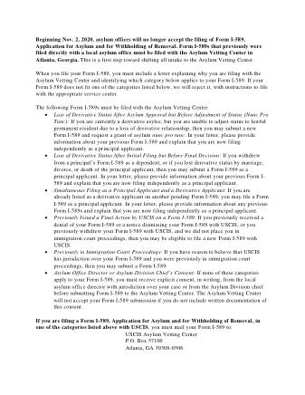 USCIS Form INTAKEFORMI-589ATASYLUMVETTINGCENTER