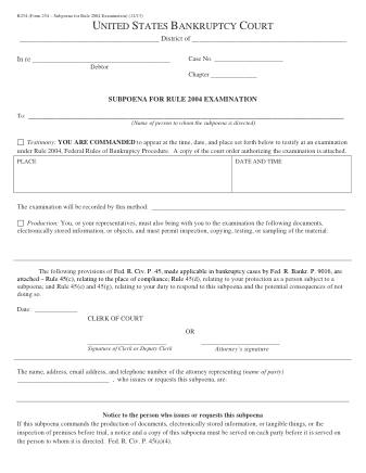 US Courts Form B 254