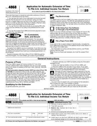 Form 4868 - Application for Automatic Extension