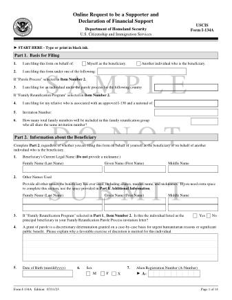 USCIS Form I-134A