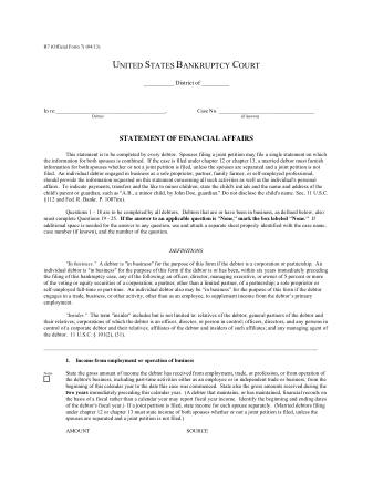 US Courts Form B 007