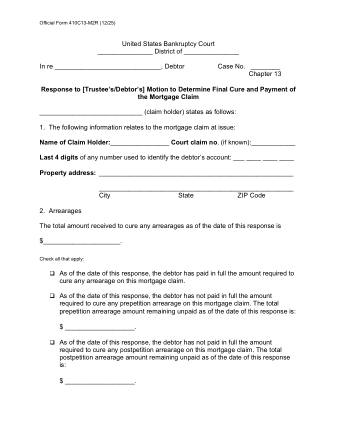 US Courts Form FORM 410C13 M2R