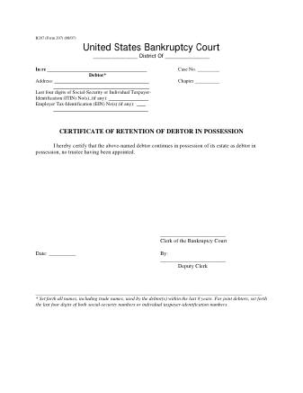 US Courts Form FORM 207 0807