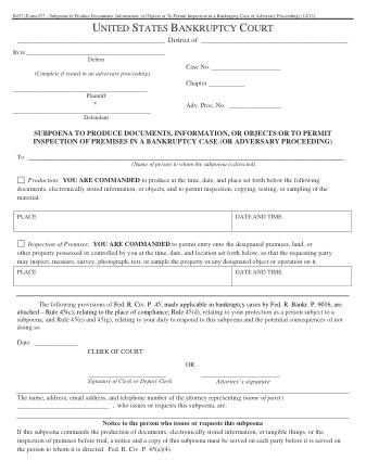 US Courts Form B 257