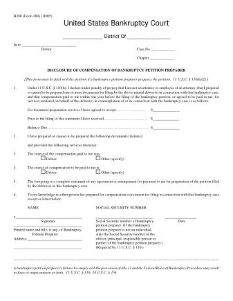 US Courts Form B280 1207