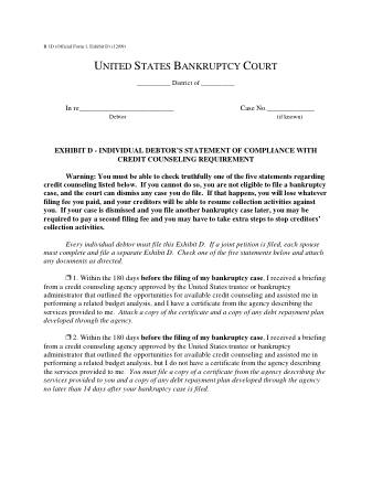 US Courts Form B 001D 1209F