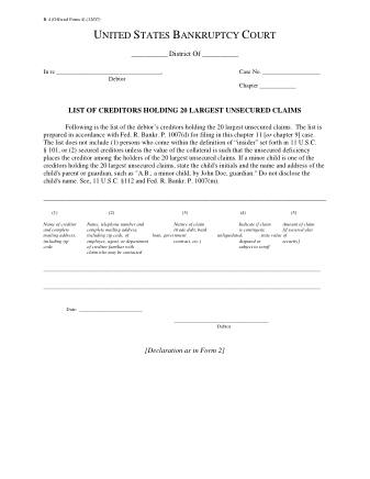 US Courts Form B 004 1207F