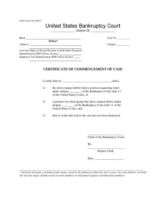 US Courts Form FORM 206 0807