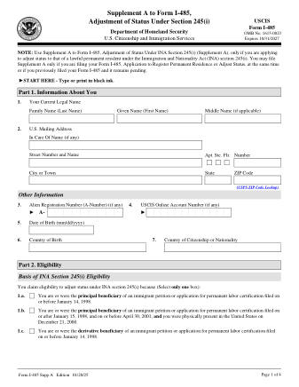 USCIS Form I-485SUPA