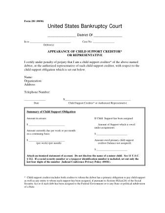 US Courts Form FORM 281 0806
