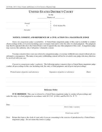 US Courts Form AO085