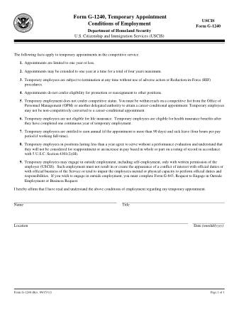USCIS Form G-1240FORMRE9-15-11