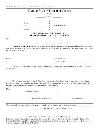 US Courts Form AO088