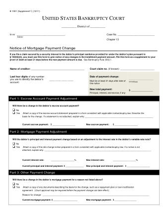 US Courts Form B 010S1