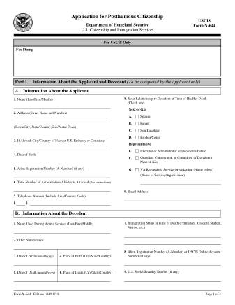 USCIS Form N-644