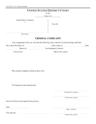 US Courts Form AO091