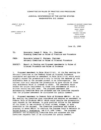 US Courts Form CR06 1989