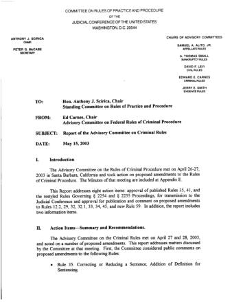 US Courts Form CR05 2003