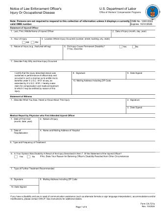DOL Form CA 721