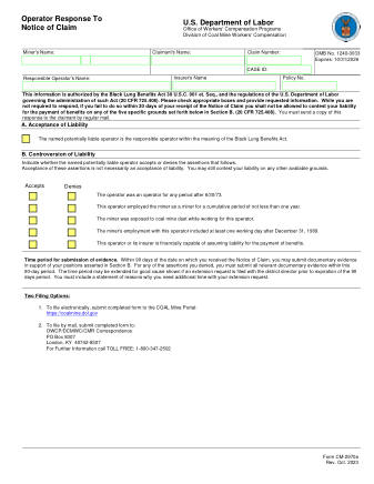 DOL Form CM 2970A
