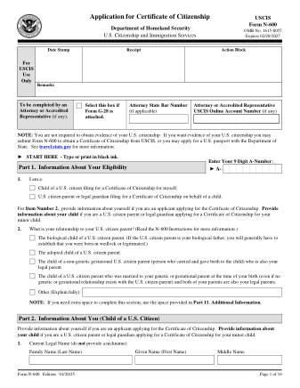 USCIS Form N-600