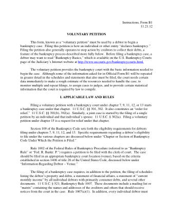 US Courts Form B 001 I