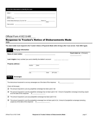 US Courts Form FORM 410C13 NR