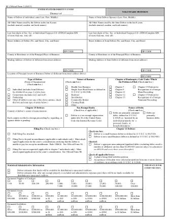 US Courts Form B 001 0