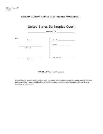 US Courts Form B16D