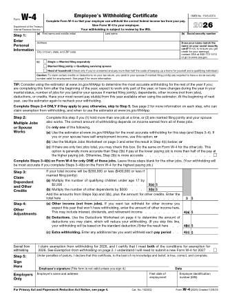Form W-4 - Employee's Withholding Certificate