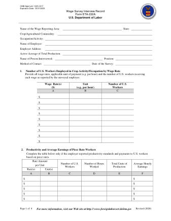 DOL Form ETA 232A