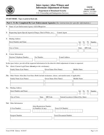 USCIS Form I-854B
