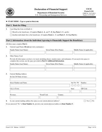 USCIS Form I-134