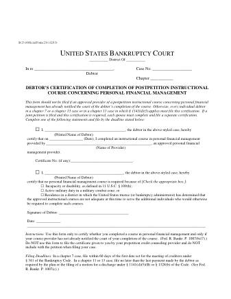 US Courts Form B 23